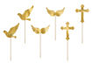 Picture of MUFFIN TOPPERS - DOVE & CROSS METALLIC GOLD - 8.5 TO 11CM